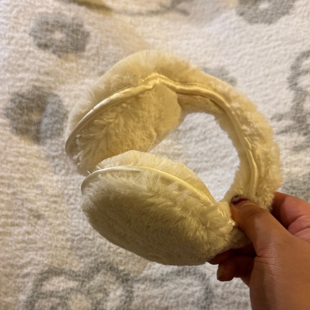 Plush White Cream Headphones